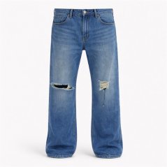 Firetrap Men's Rip Jean Straight Leg Jeans Med Blue Wash