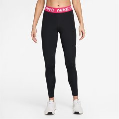 Nike Pro Women's Mid-Rise Mesh-Panelled Leggings Black/Rush Pink
