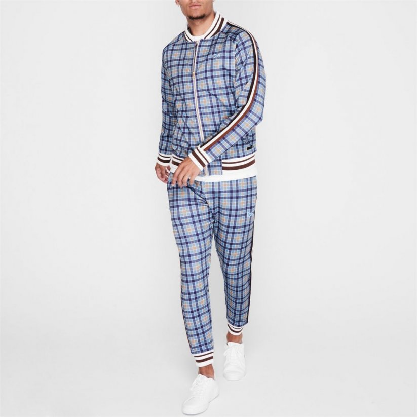 Lonsdale Tracksuit Mens Navy Check