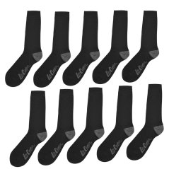 Lee Cooper 10 Pack Socks Mens Black