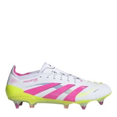 adidas Unisex Kids' Pred Elt Predator Soft Ground Football Boots Wht/Pink/Lem