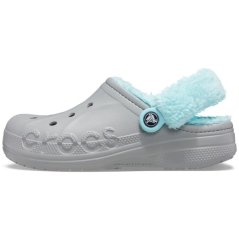 Crocs Baya Lined Fuzz-strap Clog Women's Light Grey/Blue