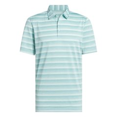 adidas Men's 2 colour Stripe Short Sleeve Performance Polo Shirt MntT/SFlsh Aqua