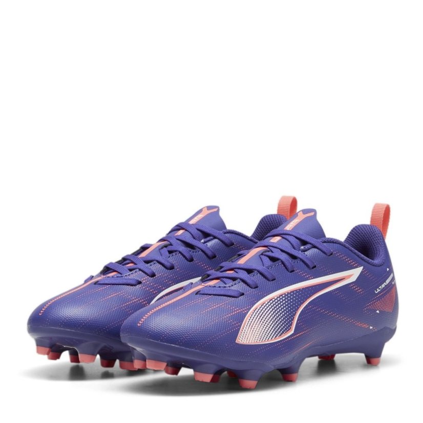 Puma Ultra Play Junior Firm Ground Football Boots Purple/Wht/Org