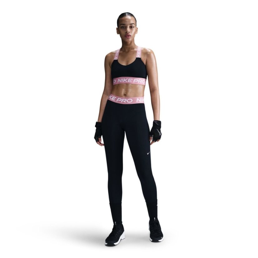 Nike Pro Women's Mid-Rise Mesh-Panelled Leggings Black/Pink