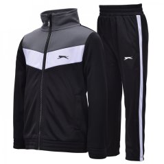 Slazenger Poly Tracksuit Infants Black/Char/Wht