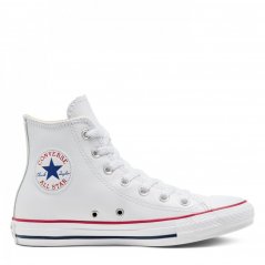 Converse All Star Leather Hi Top Trainers White 100