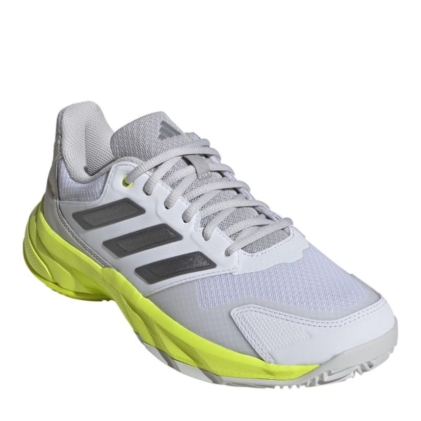 adidas Women's Courtjam Control 3 Clay Court Tennis Shoes White/Met/Lemon