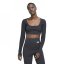 adidas Rib Long Sleeve Crop Top Womens Carbon