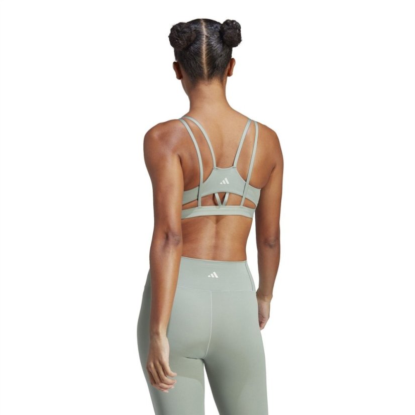 adidas Yoga Studio Luxe Light-Support Bra Womens Low Impact Sports Silver Green