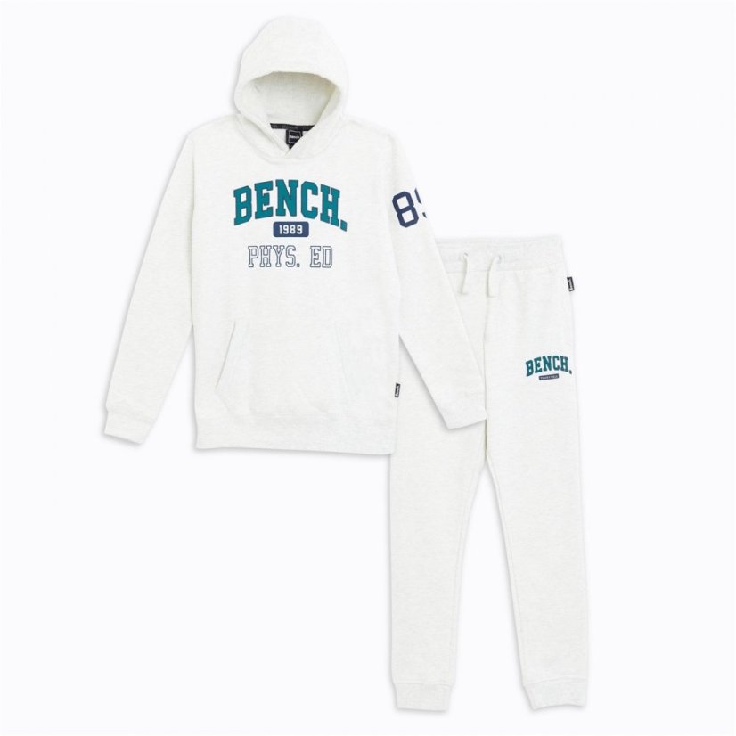 Bench Boys Varsity Logo Hooded Tracksuit Ecru