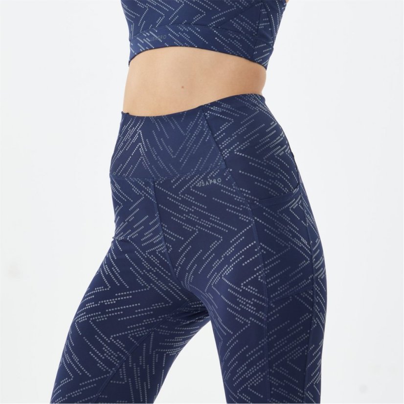 USA Pro Core High Rise Leggings Navy Geo Gloss