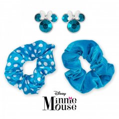 Disney Minnie Mouse Pink Blue & Yellow 2 Piece Scrunchie & Earring Set Blue