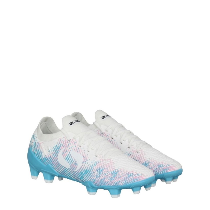 Sondico Blaze Childrens FG Football Boots White/Pink/Blue