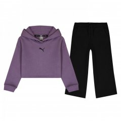 Puma Fleece Tracksuit Junior Girls Purple/Black