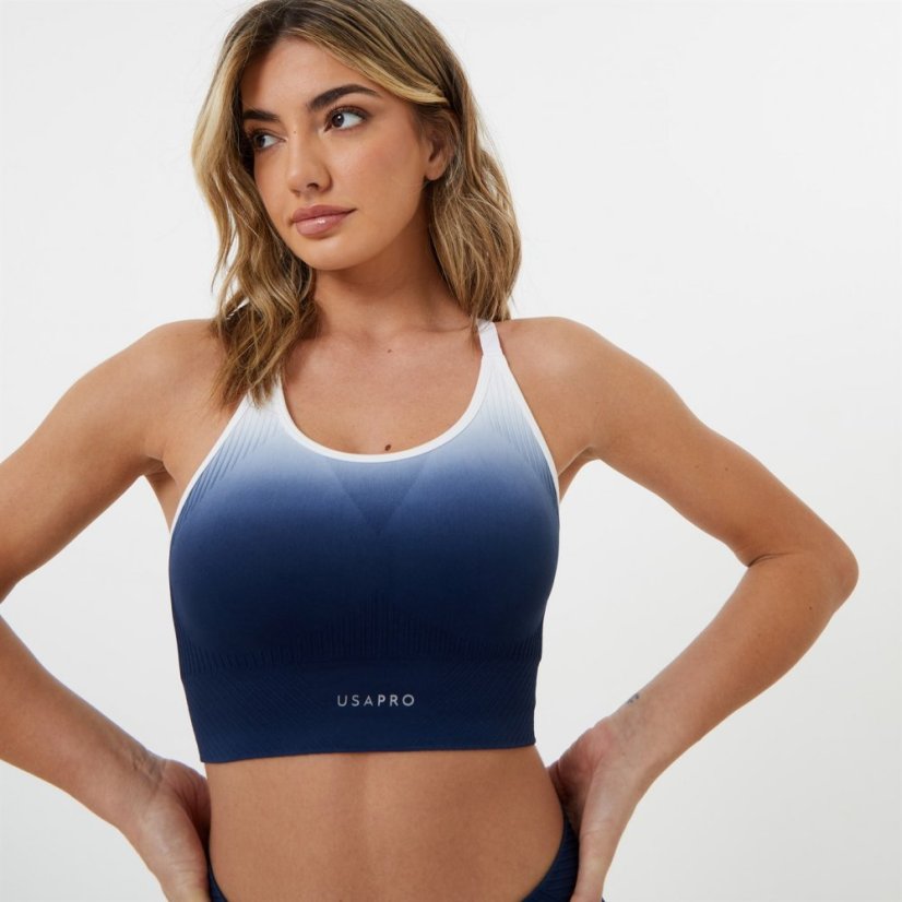 USA Pro Ombre Seamless Sports Bra Navy/White