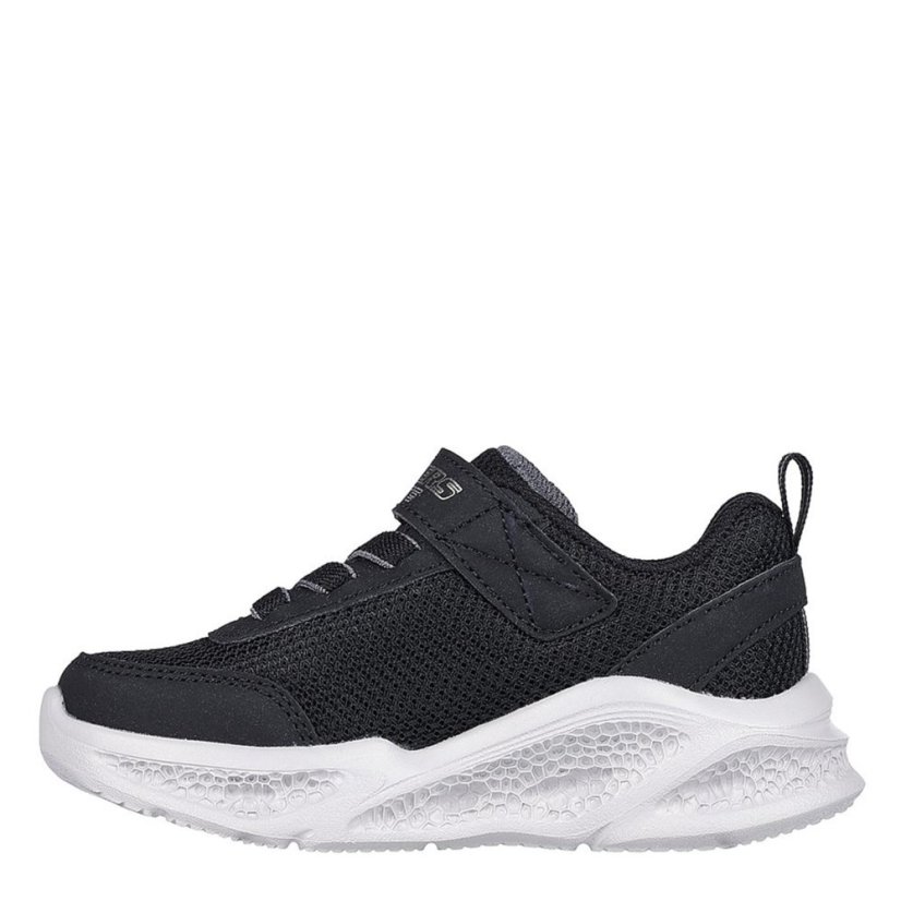 Skechers Kids' Meteor Leather Light Up Trainers Black/Grey