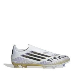 adidas F50 League Laceless Adults Firm Ground Football Boots White/Blk/Gold