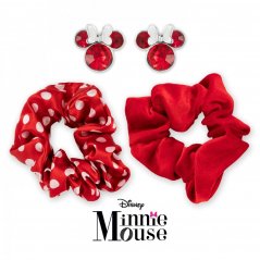Disney Minnie Mouse Pink Blue & Yellow 2 Piece Scrunchie & Earring Set Red