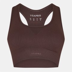 USA Pro UP Seamless Crop Sports Bra Espresso