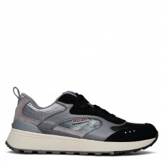 Skechers Duraleather & Mesh W Suede Overlays Low-Top Trainers Womens Back/Charcoal