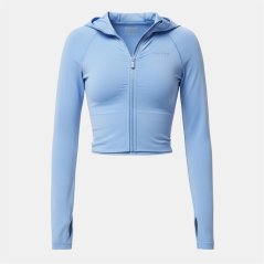 USA Pro Women's Seamless Definition Cropped Long Sleeve Performance Training Jacket Brunera Blue