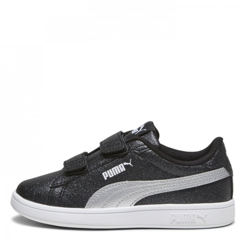 Puma Smash 3.0 Glitz Glam V Child Girl Trainers Black/Silver