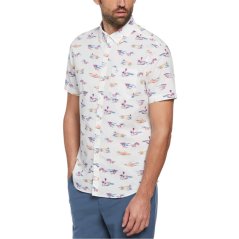 Original Penguin Short Sleeve All-Over-Print Mens Bright White