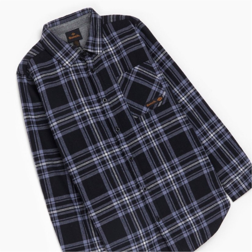 Bench Boys Checked Dark Grey Flannel Shirt Grey