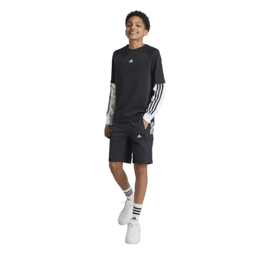 adidas Unisex Kids Jersey Jogger Shorts Black/White