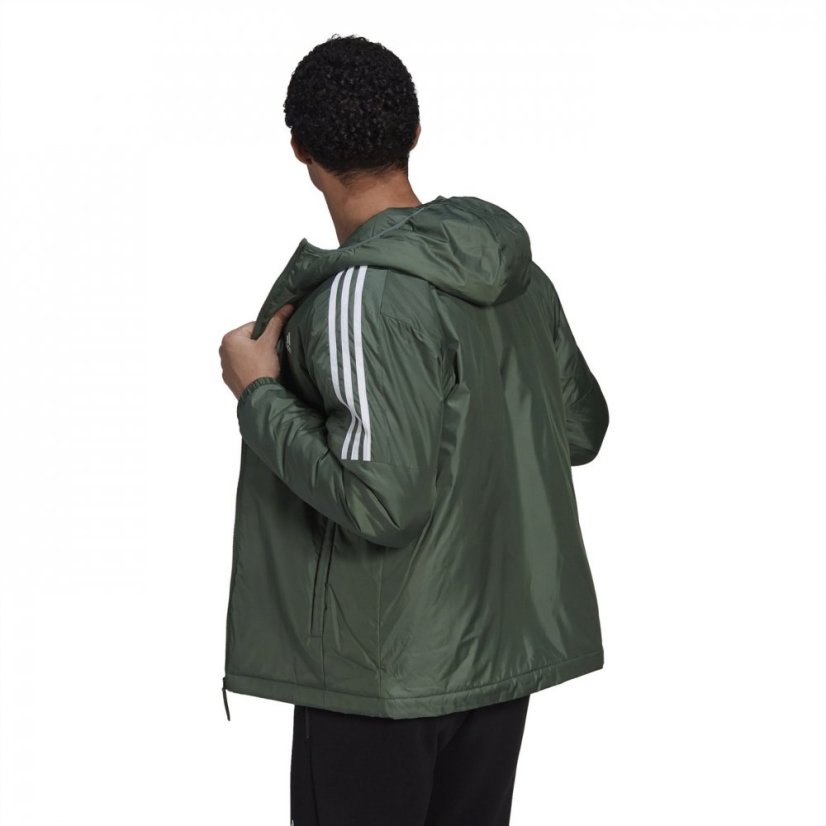 adidas Essentials Insulated Hooded Jacket Mens Green Oxide
