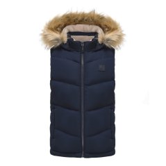 SoulCal Womens 2Zip Detachable Hood Padded Gilet Navy