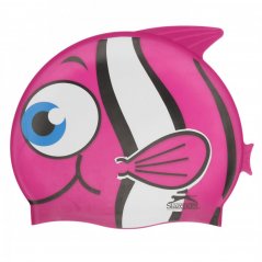 Slazenger Vibrant Fish Print Kids Swim Cap Pink Fish