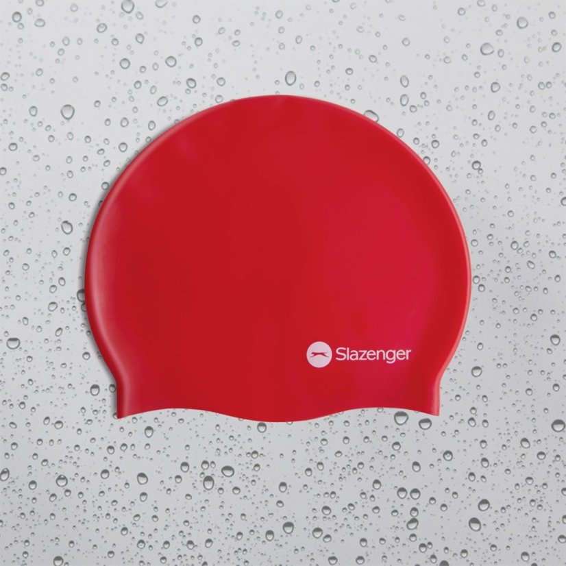 Slazenger Junior Silicone Swim Cap Red/Clear