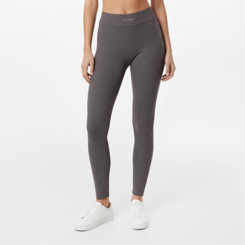 USA Pro USAPro Ribbed Leggings Womens Espresso Marl
