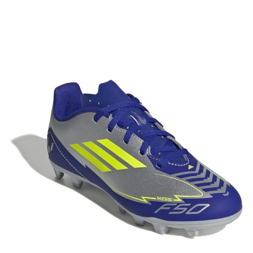 adidas F50 Club Childrens Firm Ground Football Boots Silver/Blue