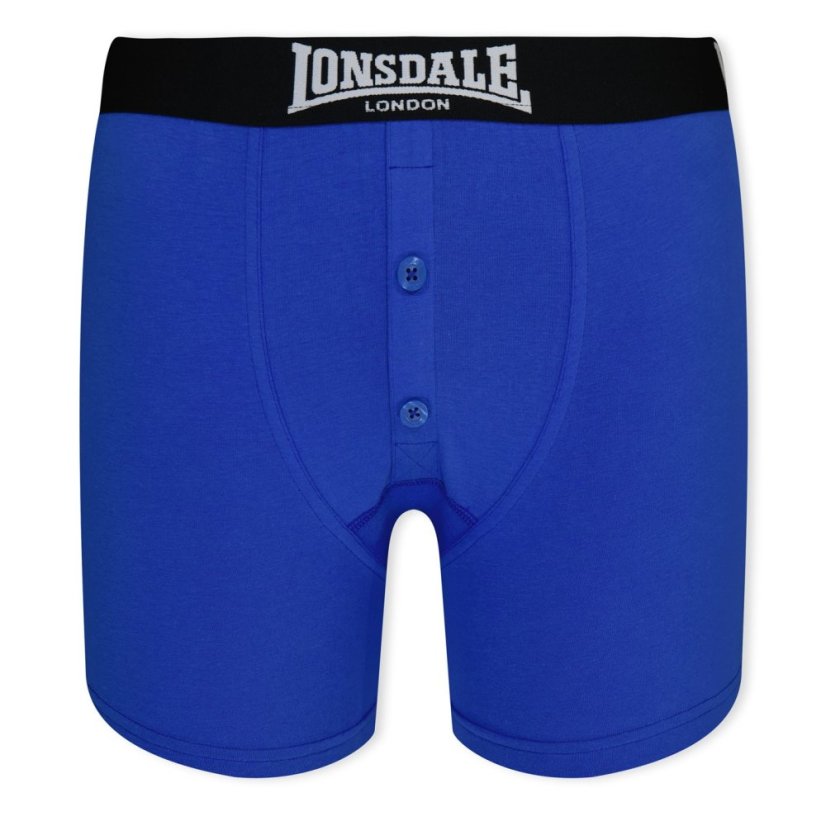 Lonsdale 2 Pack Boxer Shorts Junior Blue/Black