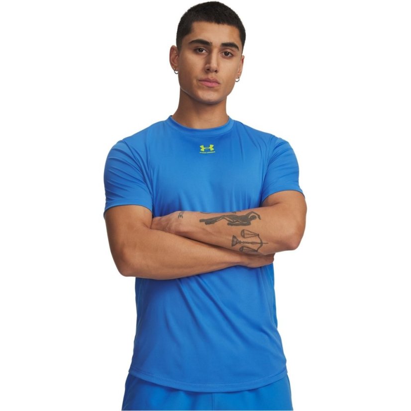 Under Armour Men's Chal Short-Sleeve Performance T-Shirt Blue/Yellow