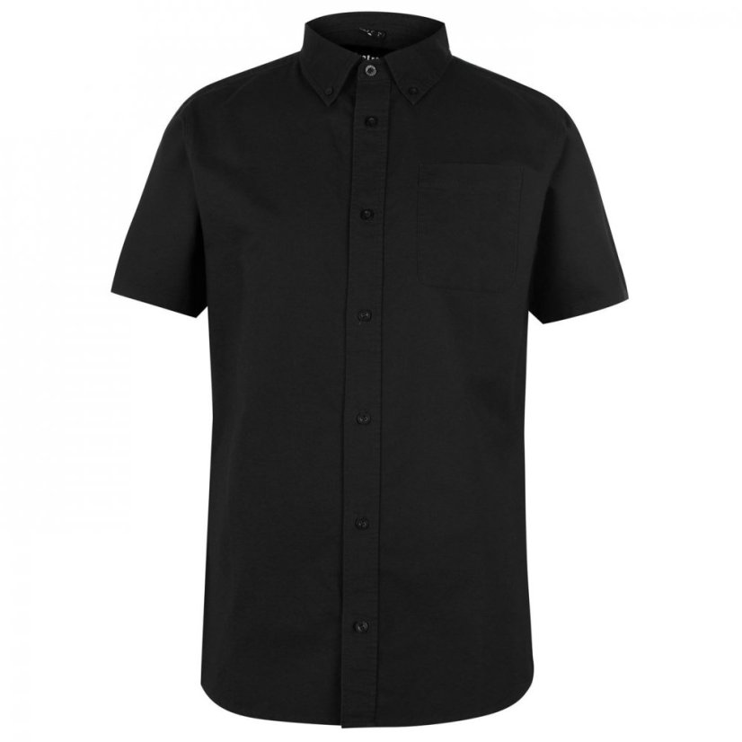 Firetrap Men's Classic Oxford Short Sleeve Shirt Black