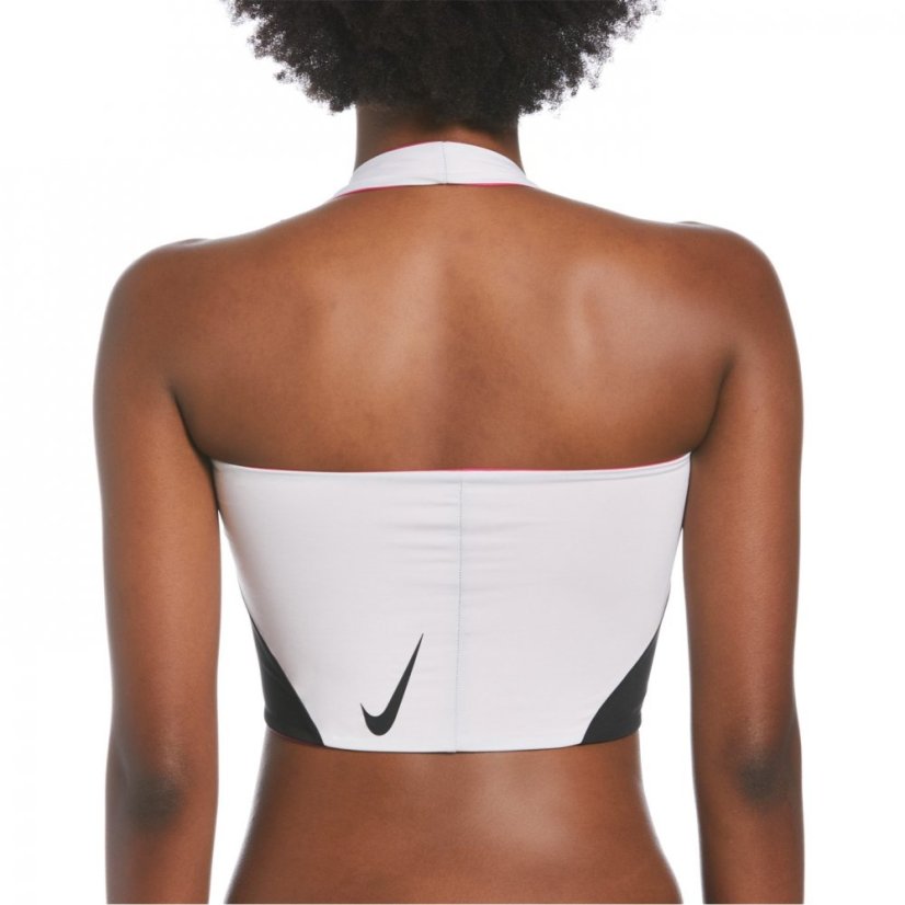 Nike Swimming Icon Colourblock 3 in 1 Bikini Top White/Blck/Pink