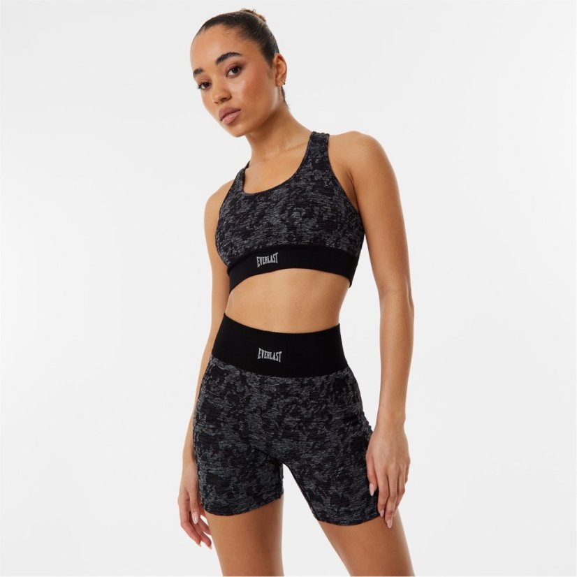 Everlast Seamless Cross Back Sports Bra Black Camo