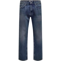 Only and Sons Men's Straight Leg Jeans Dark Blue