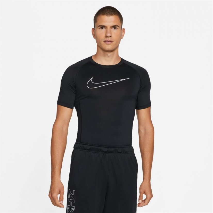 Nike Pro Men's Tight Fit Short-Sleeve Top Black