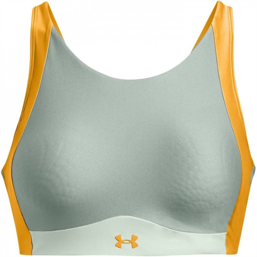 Under Armour Armour Ua Infinity Mid High Neck Shine Bra Medium Impact Sports Womens Grey