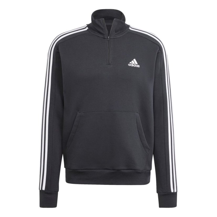 adidas 3 Stripe Zip Top Mens Black/White