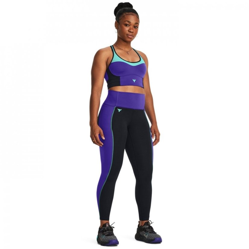 Under Armour Project Rock Colourblock Ankle Gym Leggings Womens Black