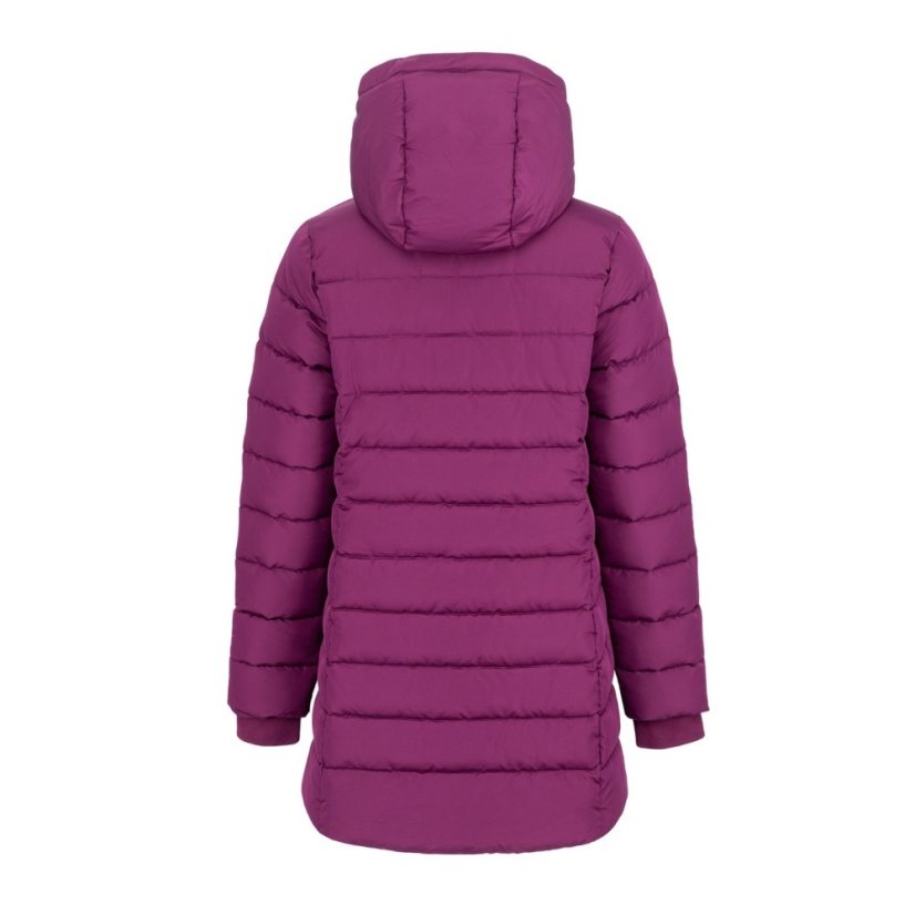 Slazenger Women's Mid-Length Hooded Long Sleeve Puffer Jacket Plum