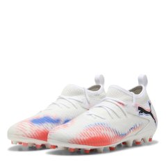 Puma Unisex Kids' Future 8 Match Mg Firm Ground Football Boots Wht-Blk-Glw Red