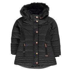 Firetrap Kids' Faux Fur Trim Detachable Hood Long Sleeve Short Puffer Jacket Black