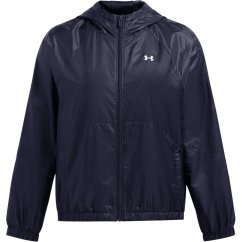 Under Armour Women's Rival Sport Water Resistant Wind Resistant Long Sleeve Hooded Oversized Fit Windbreaker Blue